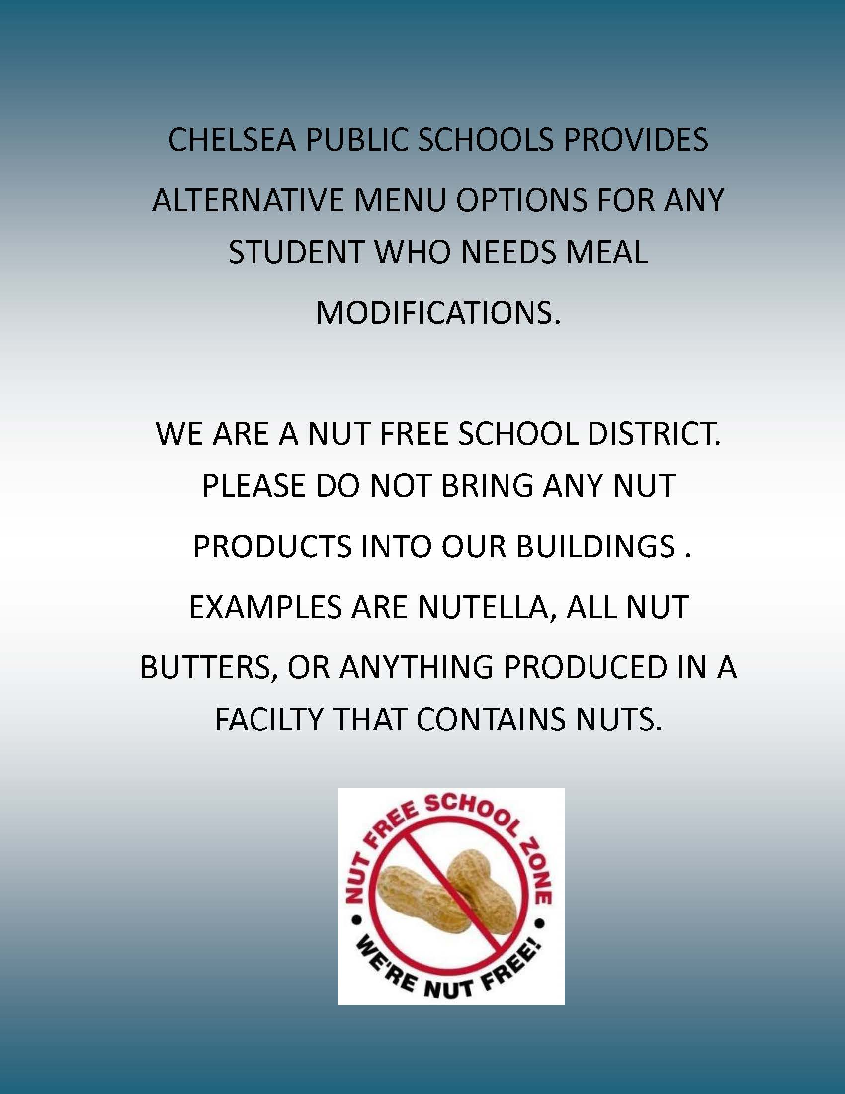 Information alternative menu options at CPS for students who need meal modifications